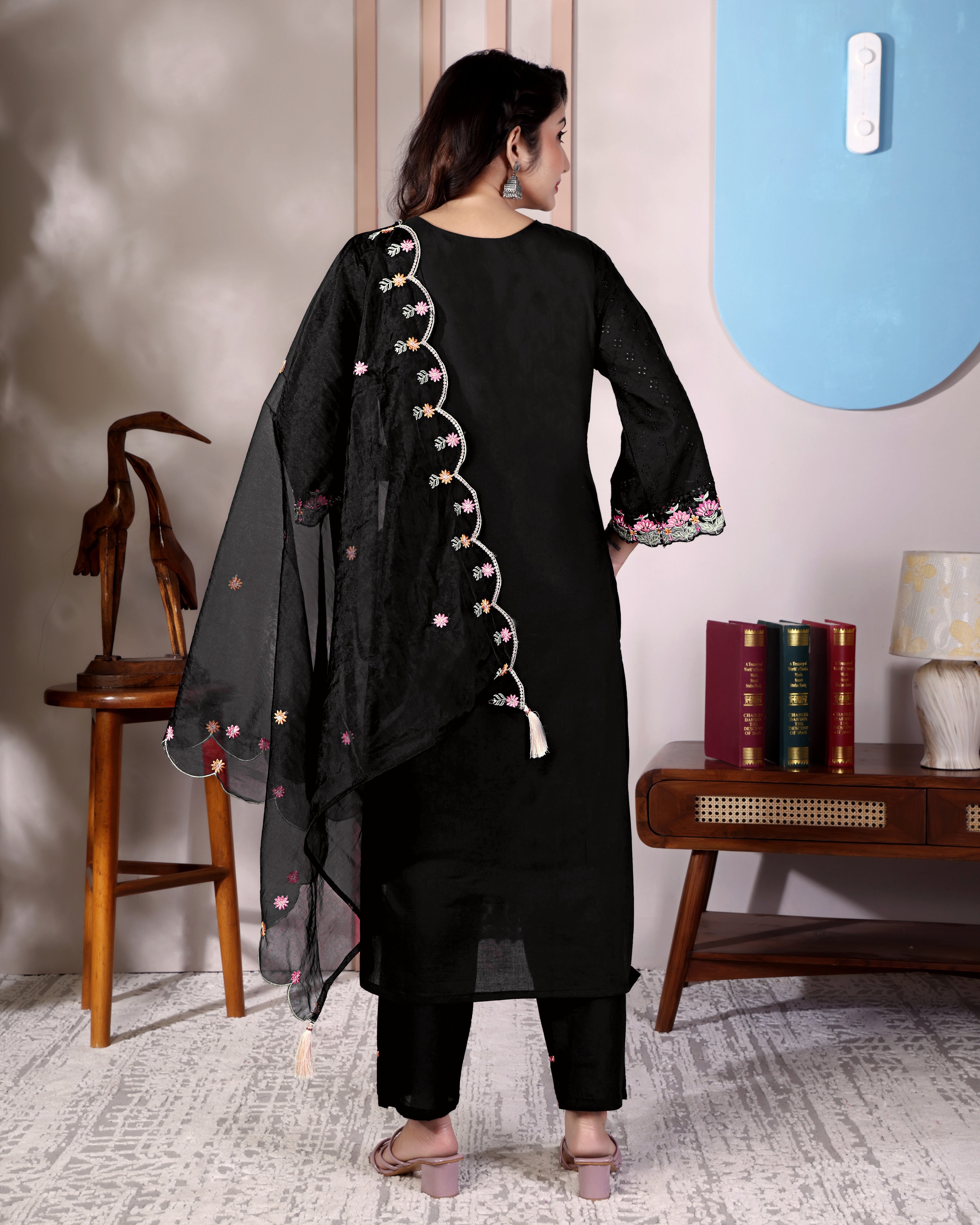 Midnight Bloom – Black Embroidered Suit