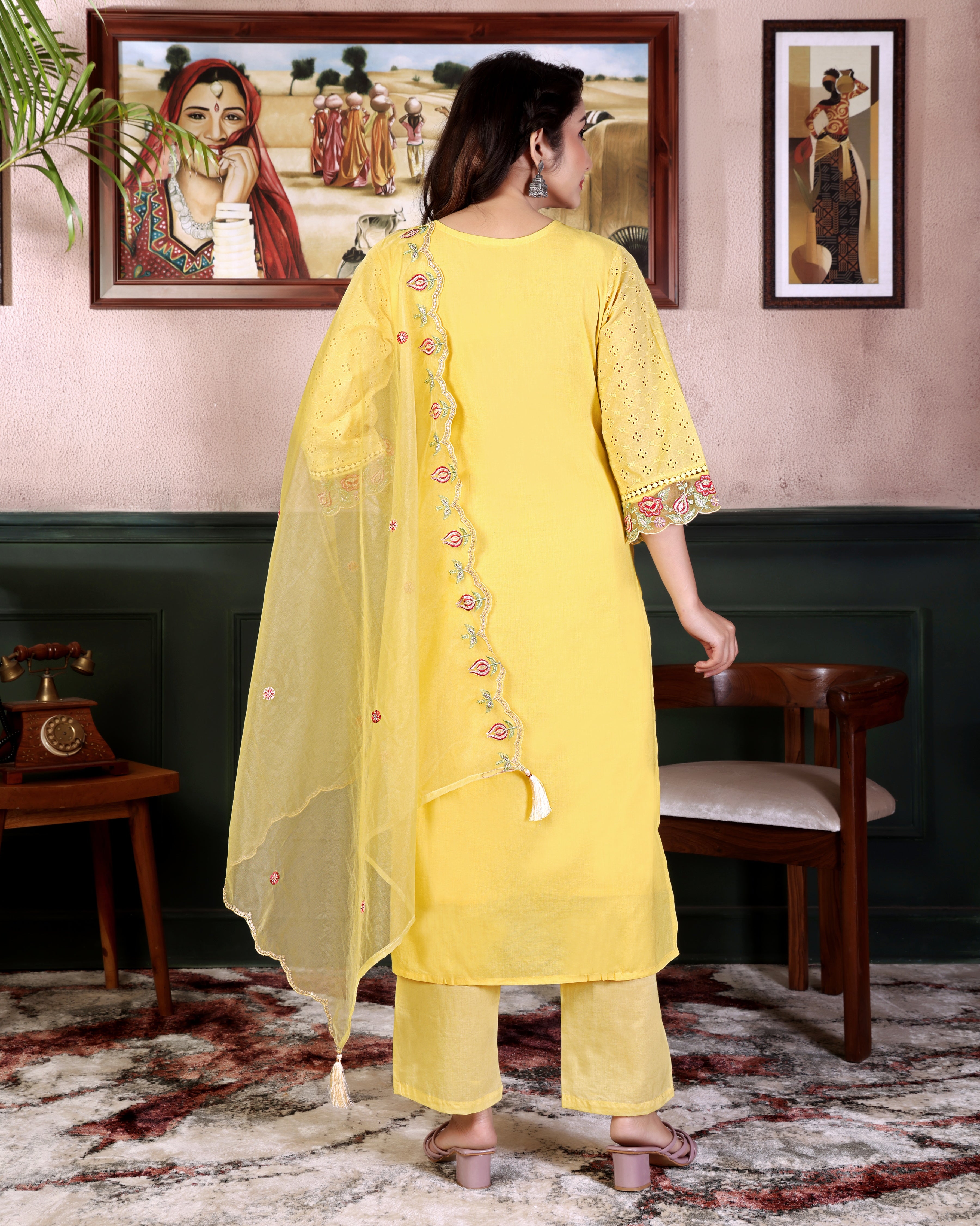 Heer Sunshine Glow – Yellow Embroidered Suit