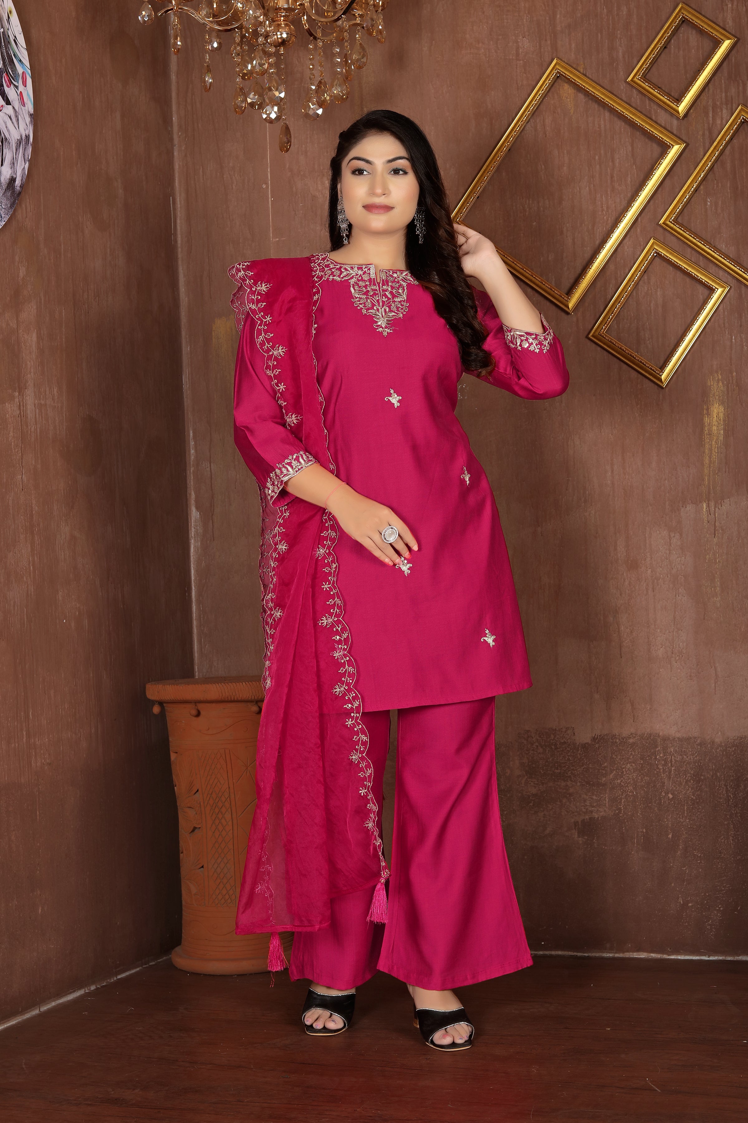 Crimson Charm – Maroon Embroidered Suit