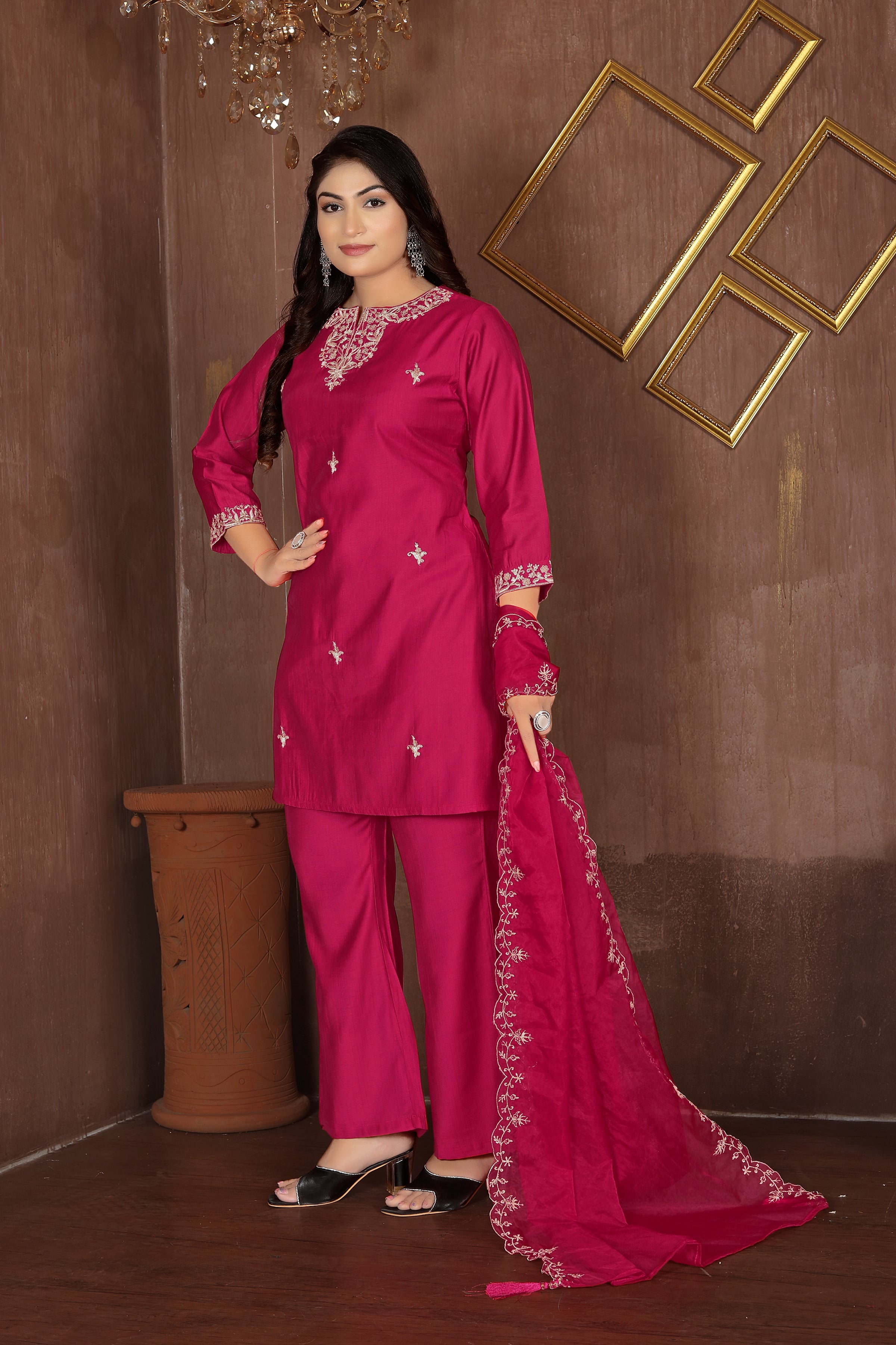Crimson Charm – Maroon Embroidered Suit
