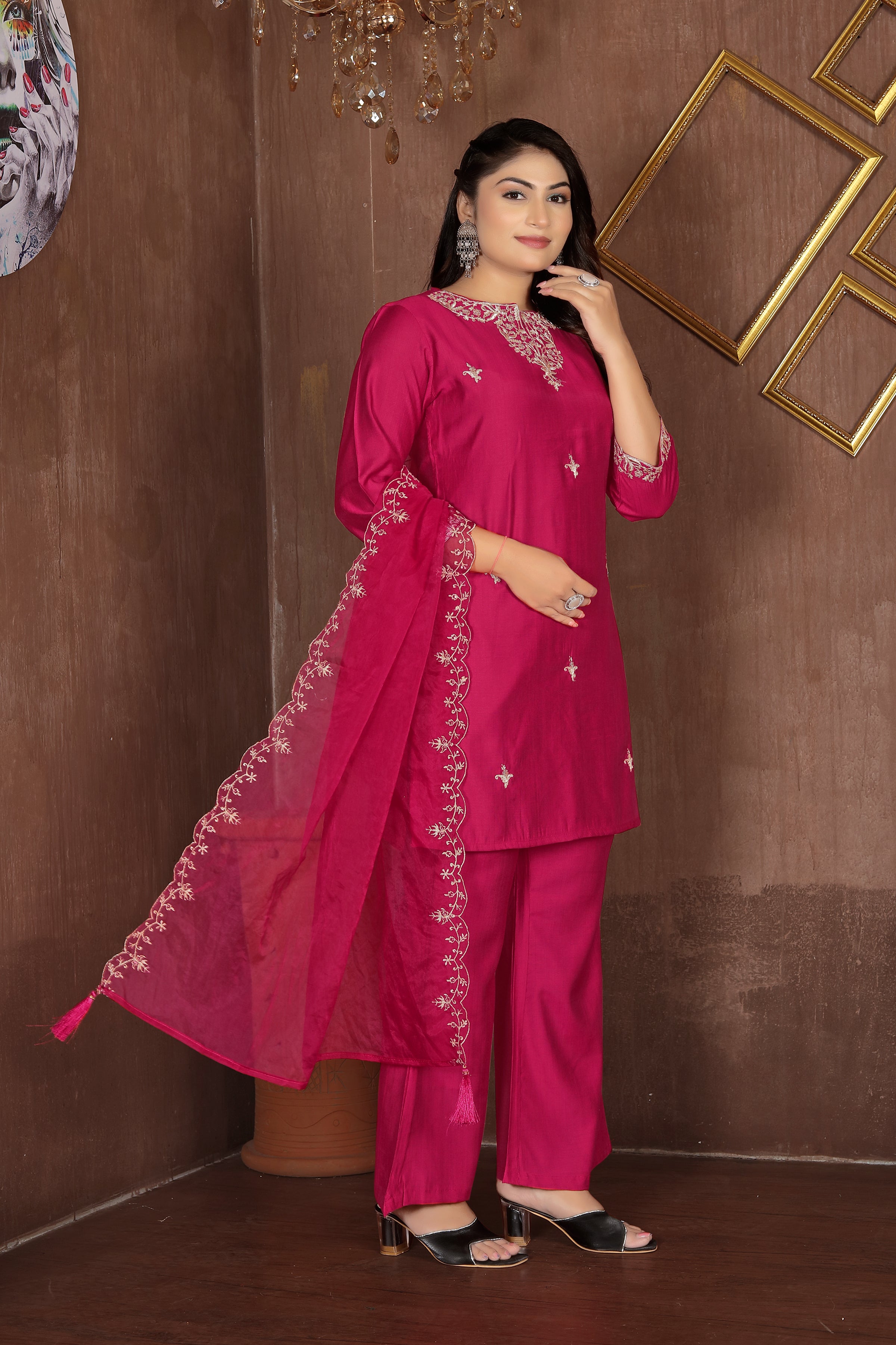 Crimson Charm – Maroon Embroidered Suit