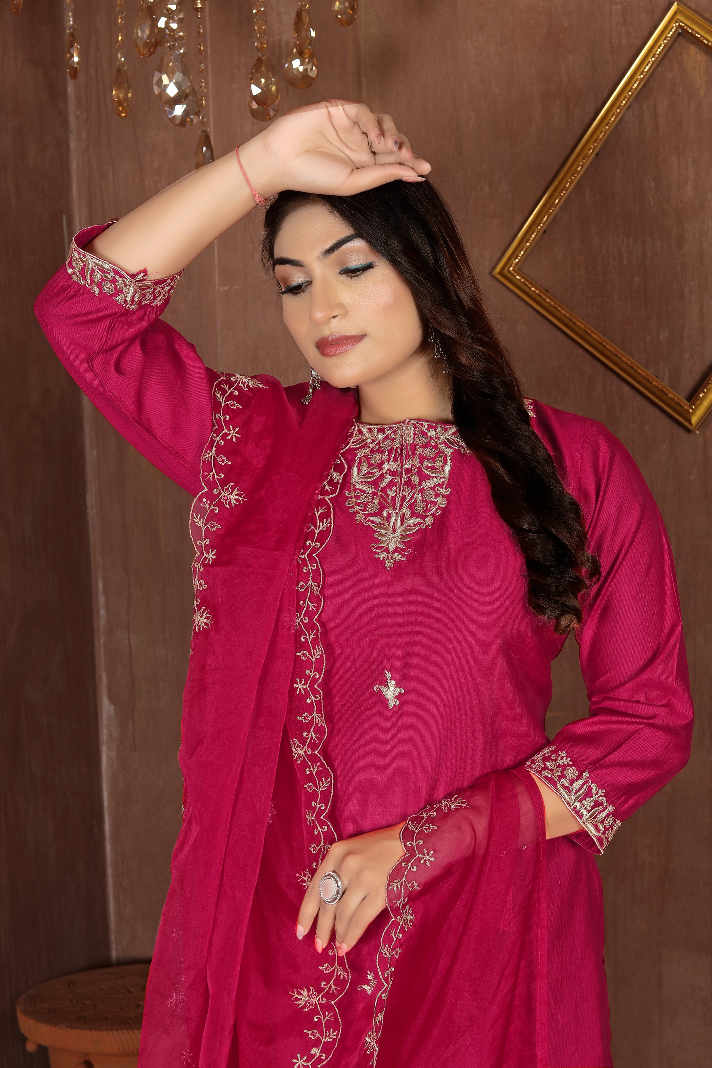 Crimson Charm – Maroon Embroidered Suit