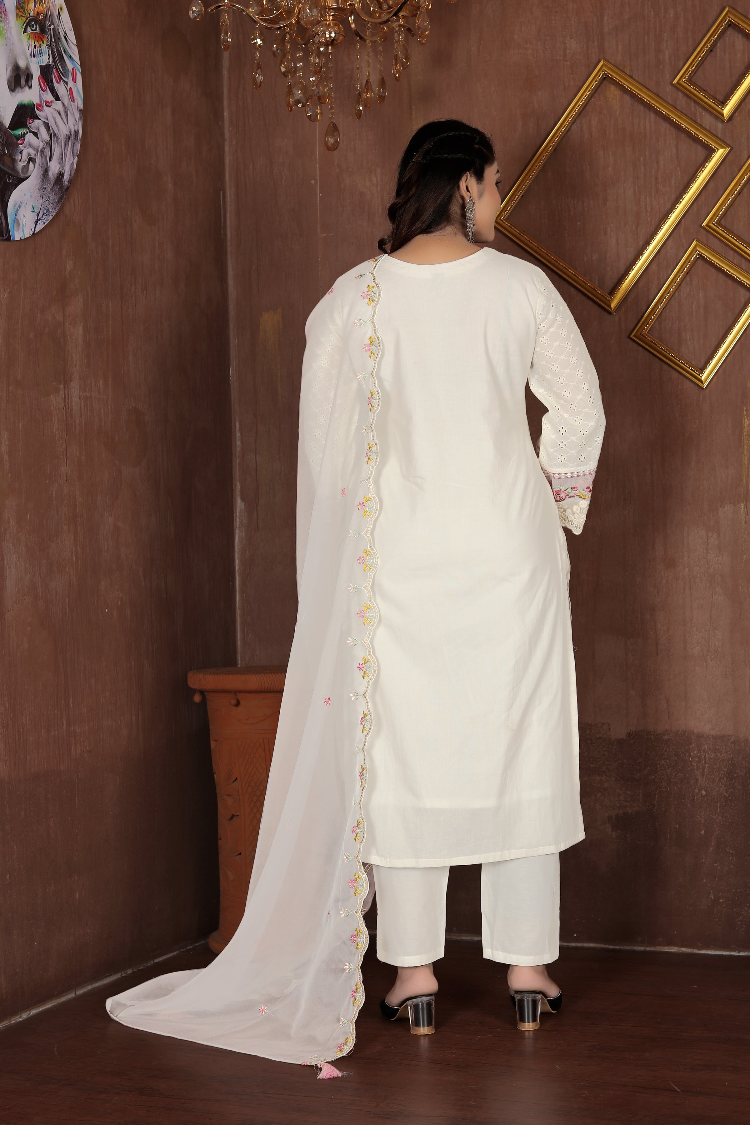 Ivory Blossom – White Floral Suit