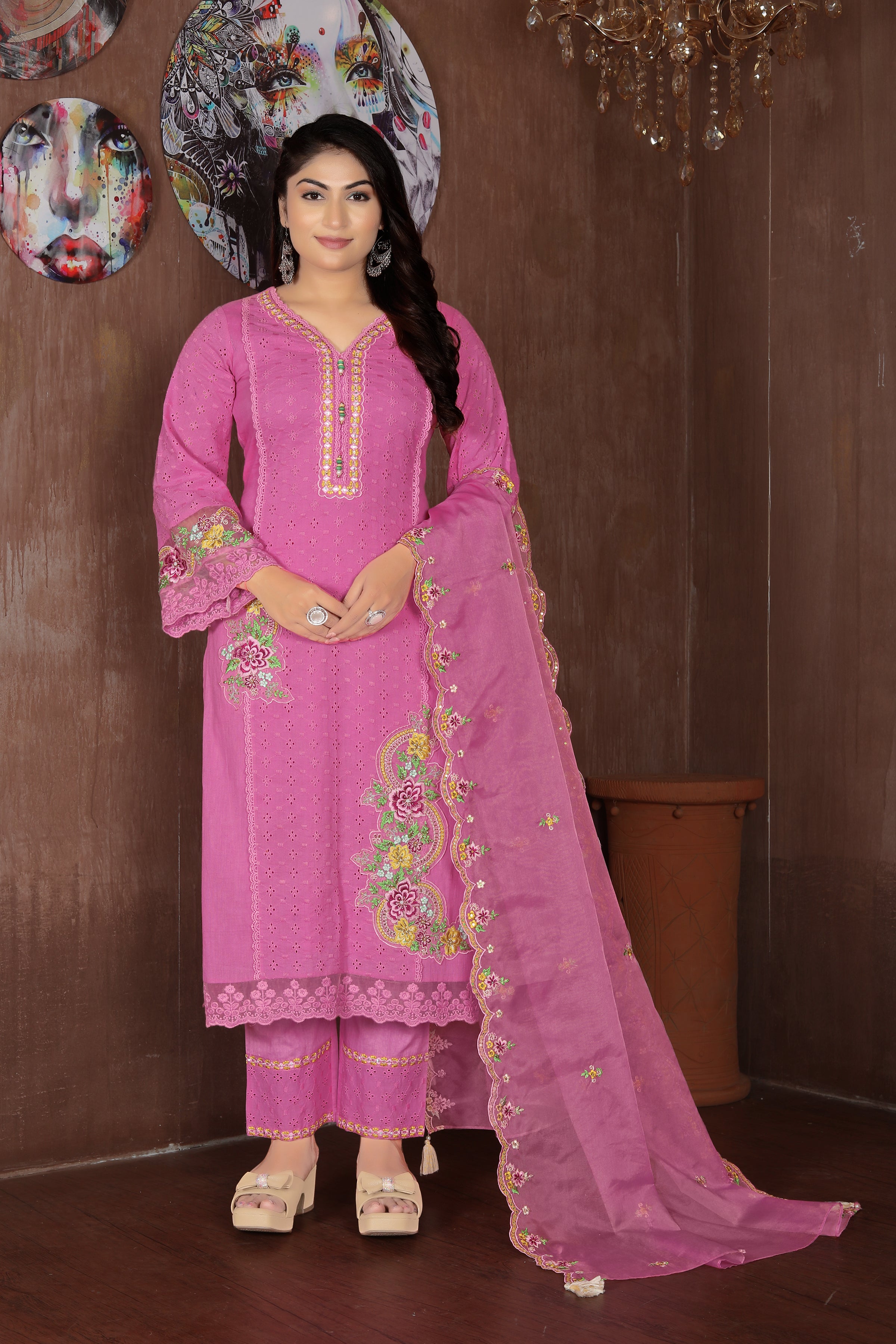 Rosé Radiance – Pink Embroidered Suit