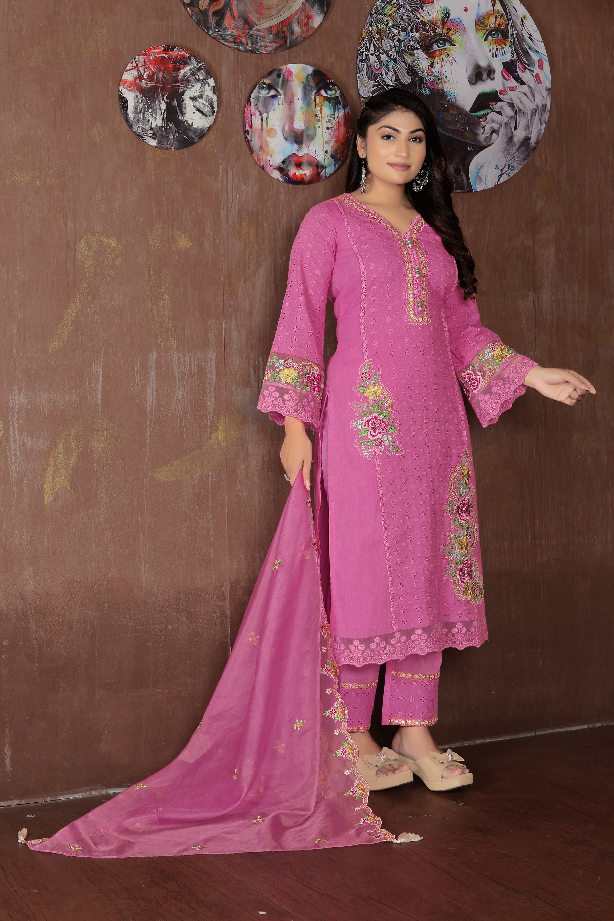 Rosé Radiance – Pink Embroidered Suit
