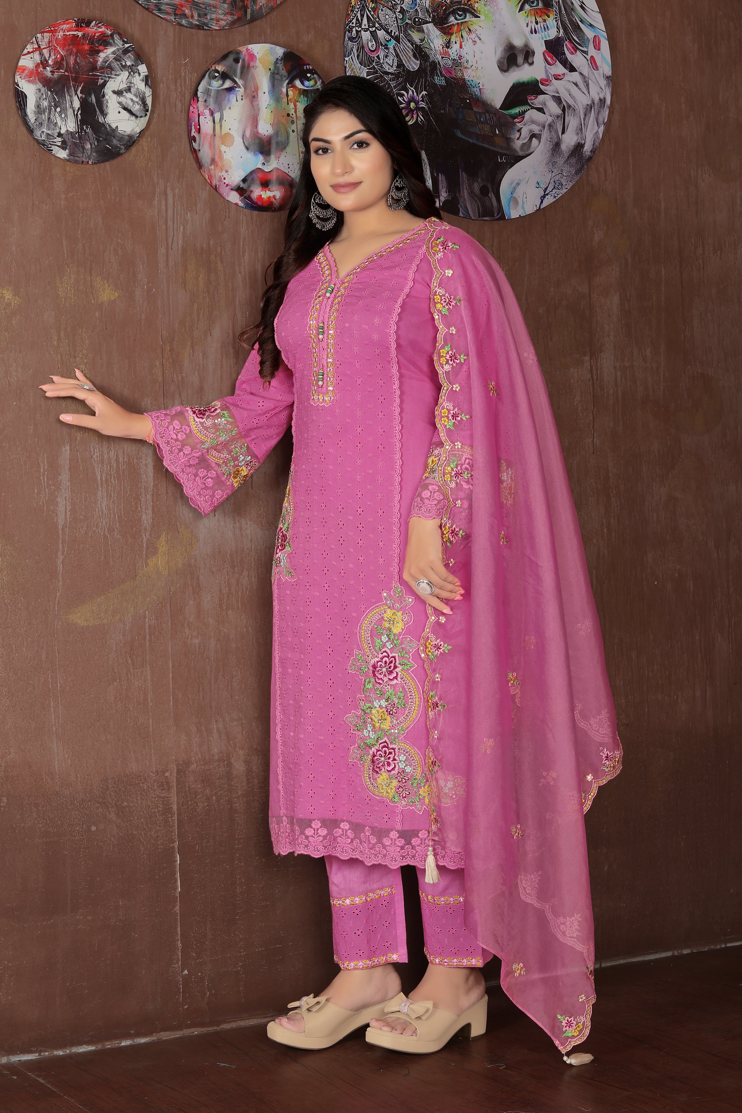 Rosé Radiance – Pink Embroidered Suit