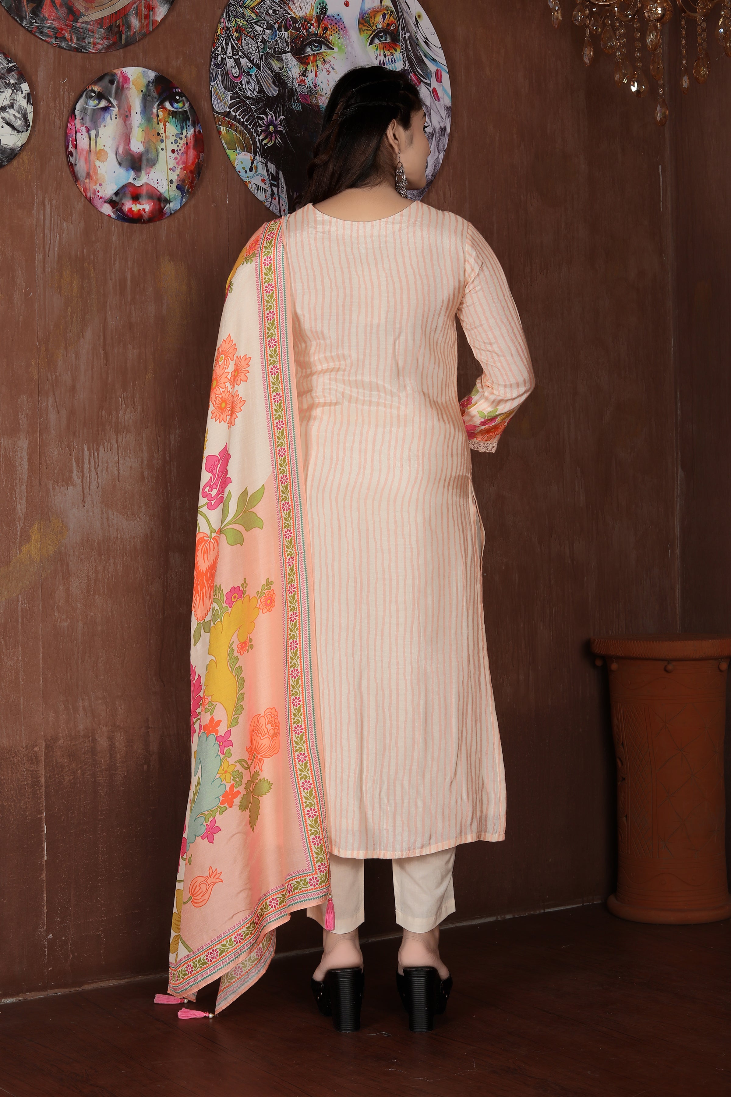 Floral Charm – Peach Printed Suit