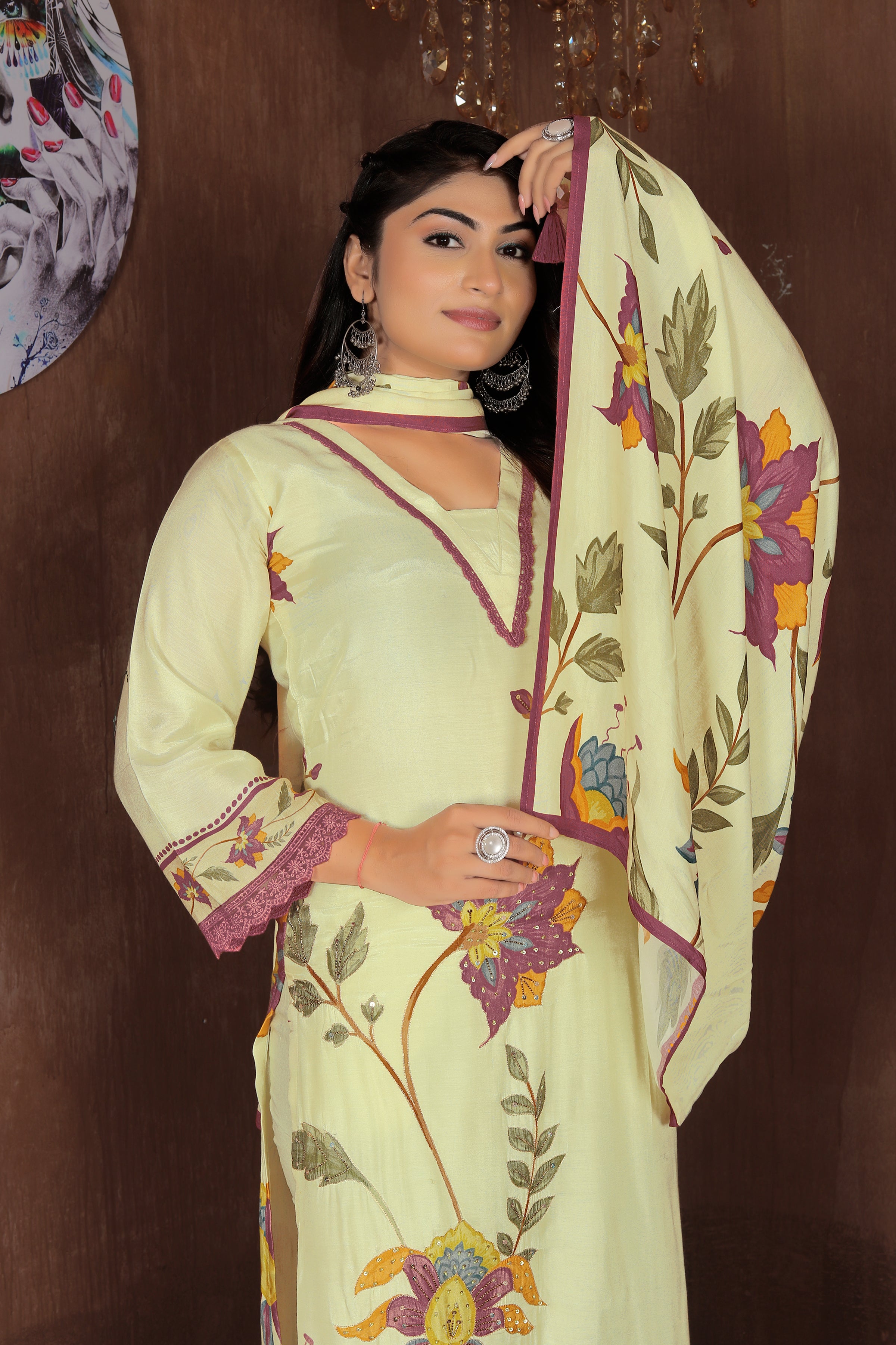 Pastel Grace – Lime Floral Suit